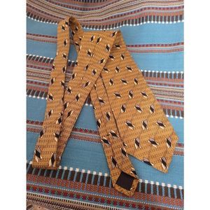 Andrew Scott 100% Silk Tie Gold and Black Design Office Dress Tie